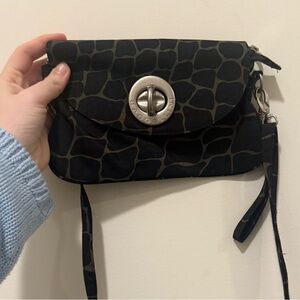 Elegant Black Patterned Crossbody Bag